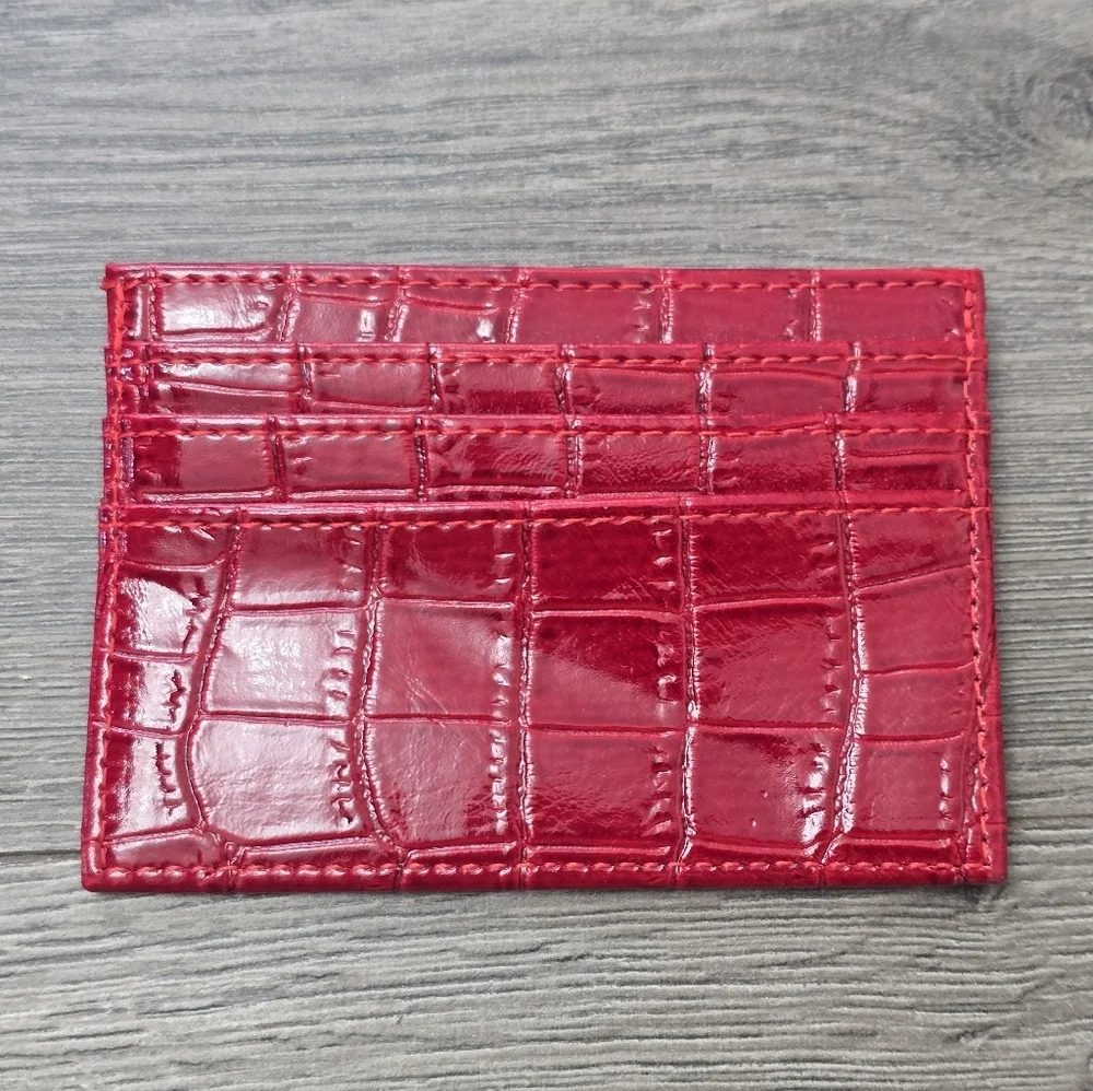 Red Croc Pattern Card Holder